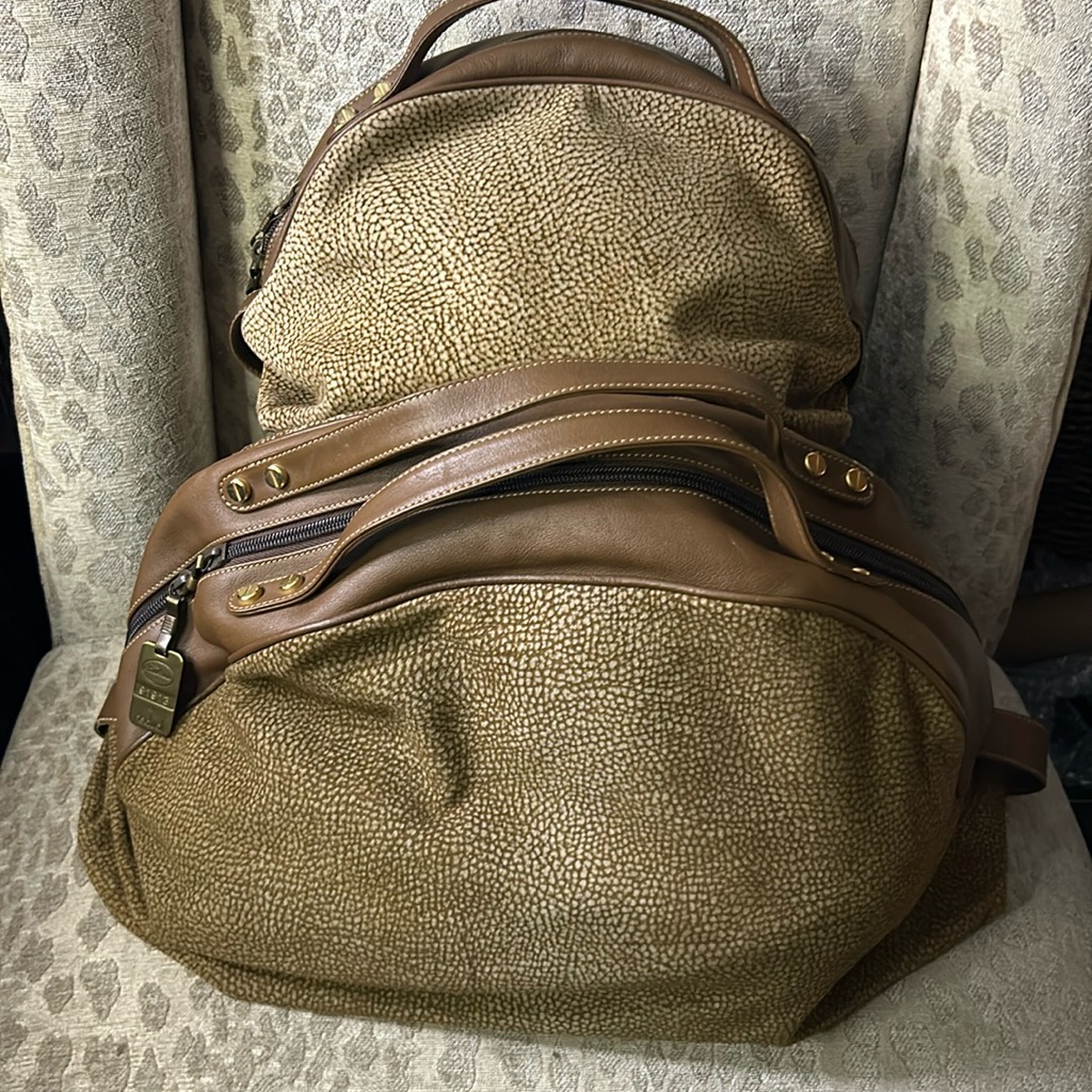 2 Authentic Luxurious Borbonese Leather Suede Italian Bags